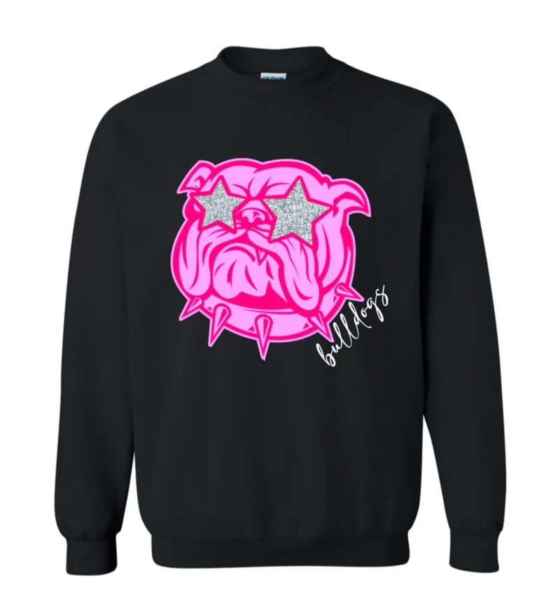 Preppy Bulldogs Sweatshirt with glitter eyes