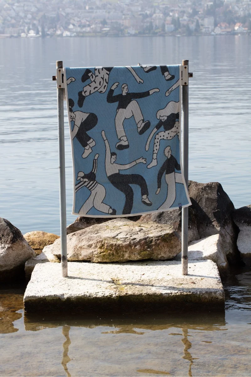 Cotton Beach Towel & Mini Blanket “Skaters” by Peter Phobia