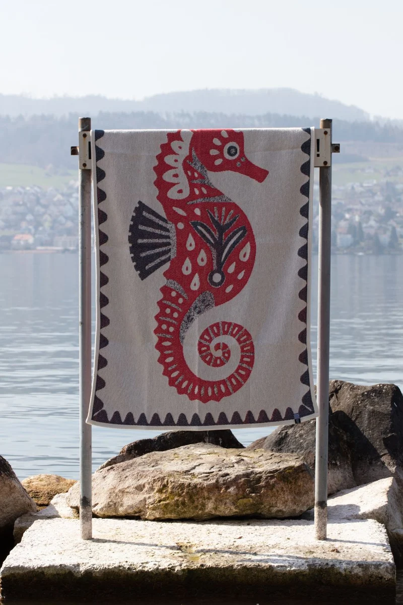 Cotton Beach Towel & Mini Blanket “Hippocuddle” by Dario Cortese