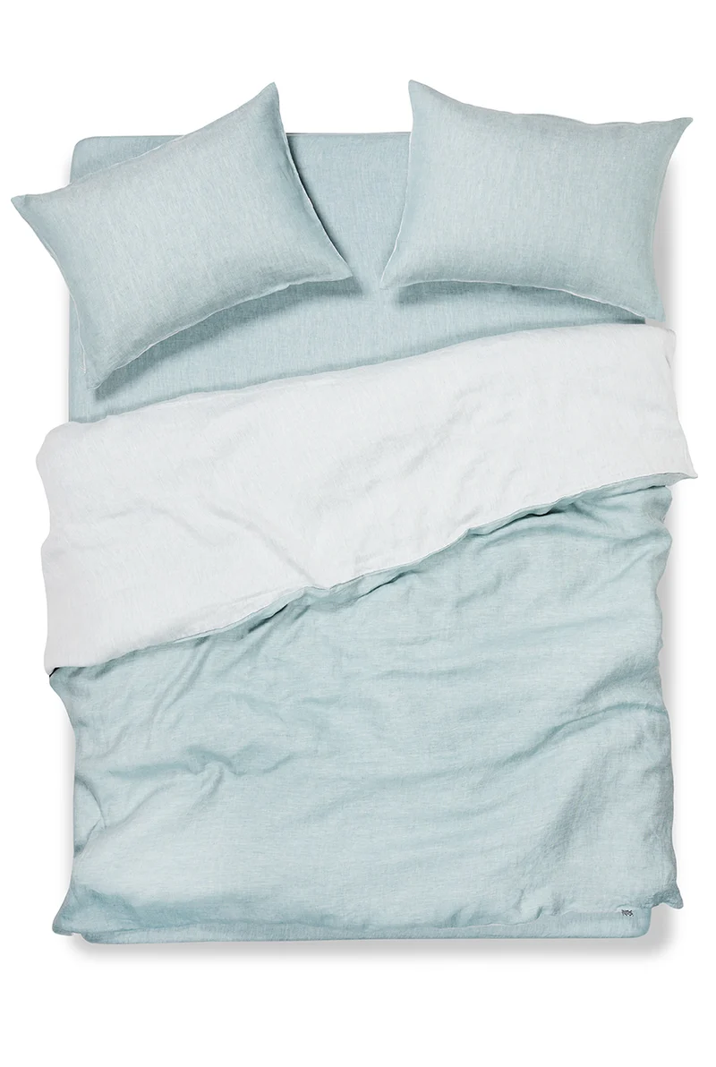 Linen Bedding Two Tone Stonewashed in Petrol