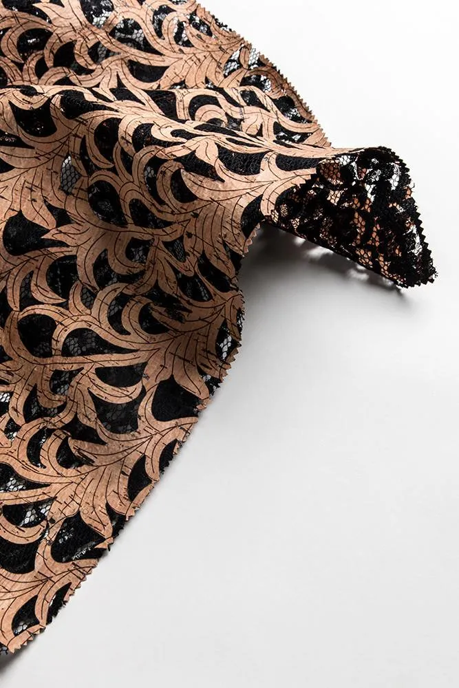 Cork and Lace Fabric "Juana"- Haute Couture Collection - SALE