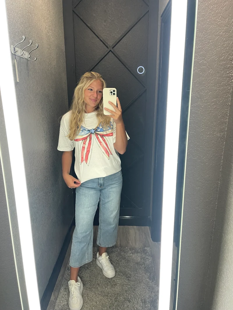 American Flag Bow Tee