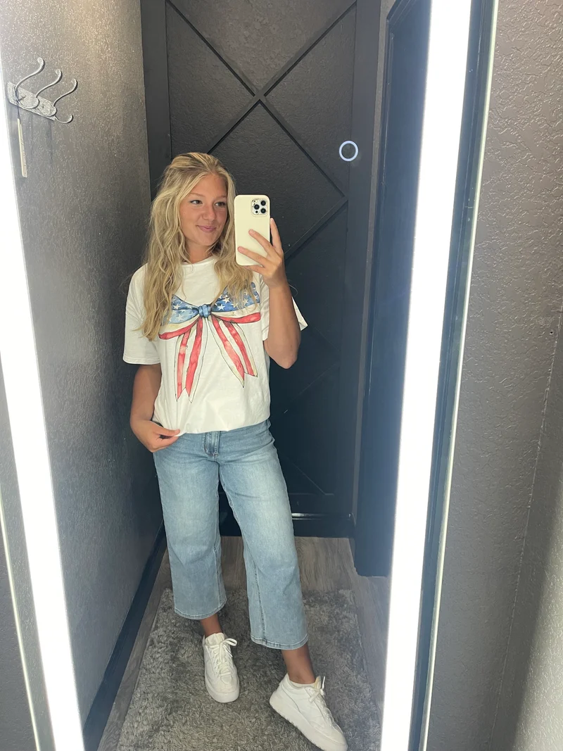 American Flag Bow Tee