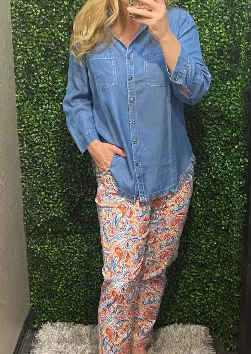 Collared Button Down Shirt (Denim Blue)