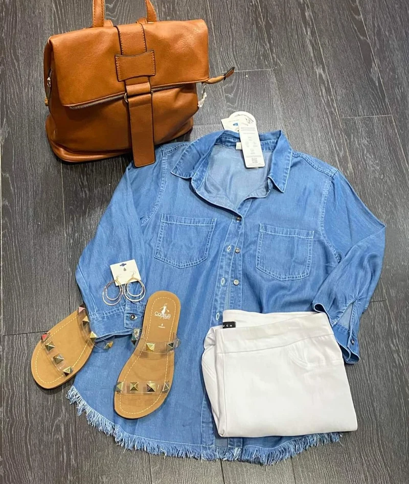 Collared Button Down Shirt (Denim Blue)