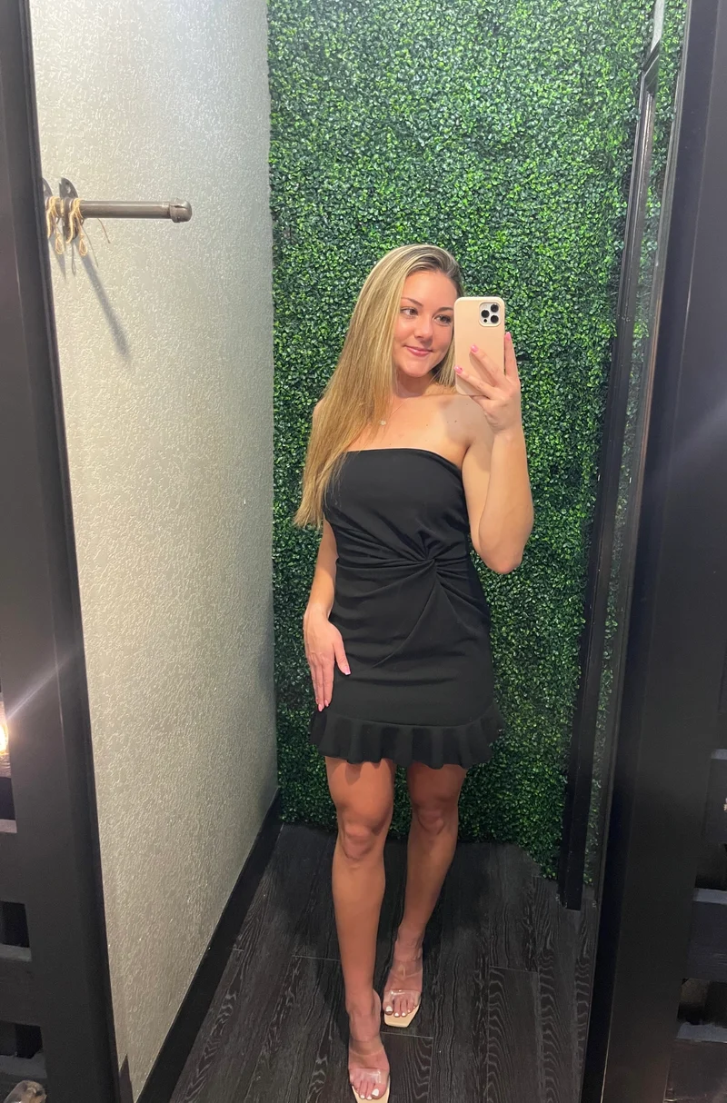 Strapless Twist Bodycon Dress (Black)