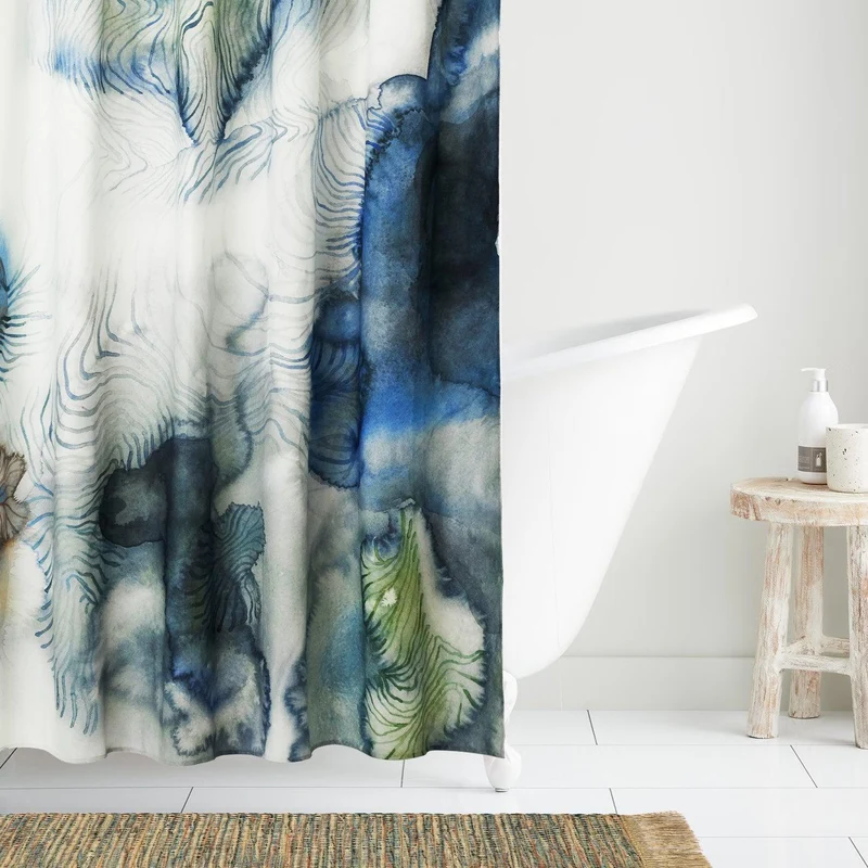 Artist Cotton Shower Curtain "Flowing" by Remo Mazzoni