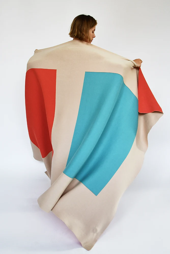 Knit Cotton Blanket "Two Fold Taupe Beige" by Michele Rondelli