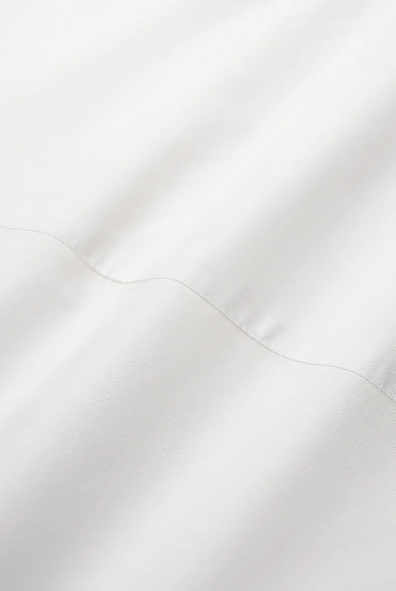 Percale Cotton Summer Cuff Sheet – White / White
