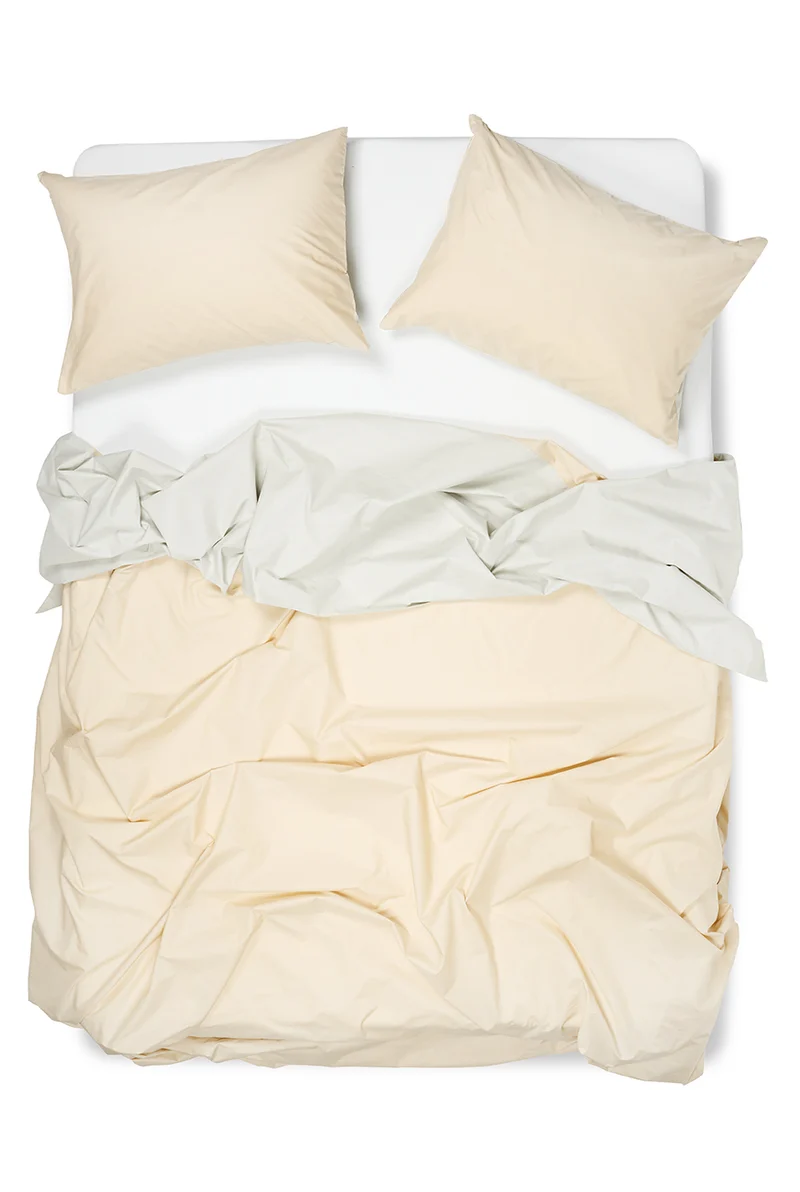 Percale Cotton Summer Cuff Sheet – Sand / Light Grey