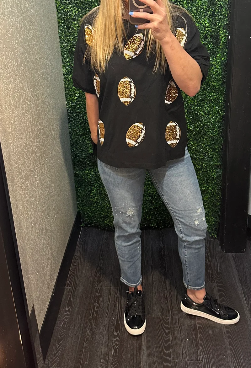 Football Sequin Top (Black)