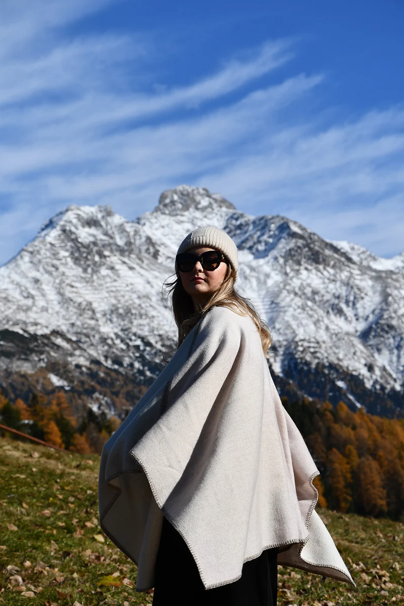Merino Wool Poncho "Soft Spheres Light" by Charlotte Gentsch