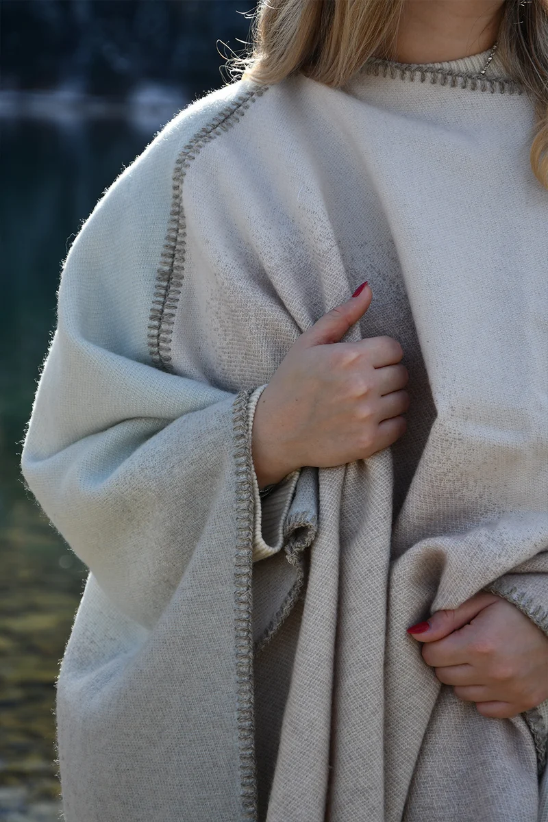 Merino Wool Poncho "Soft Spheres Light" by Charlotte Gentsch