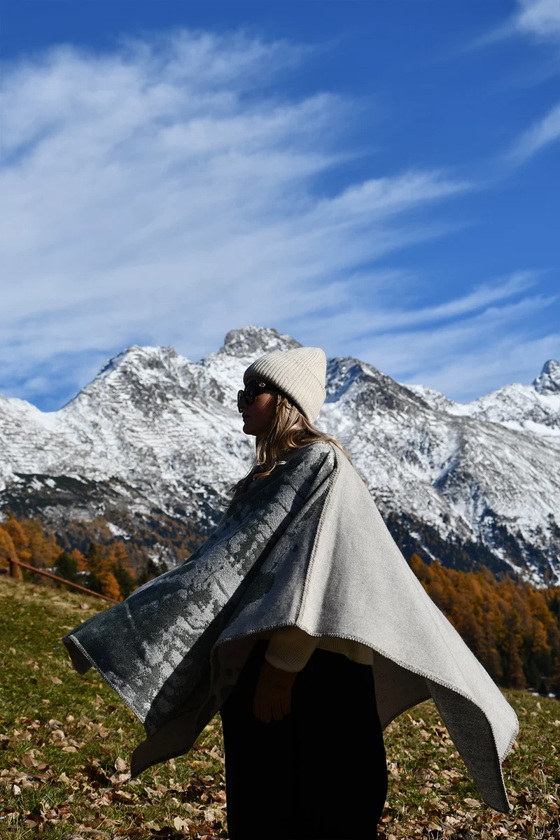 Merino Wool Poncho "Tie Dye" by Charlotte Gentsch