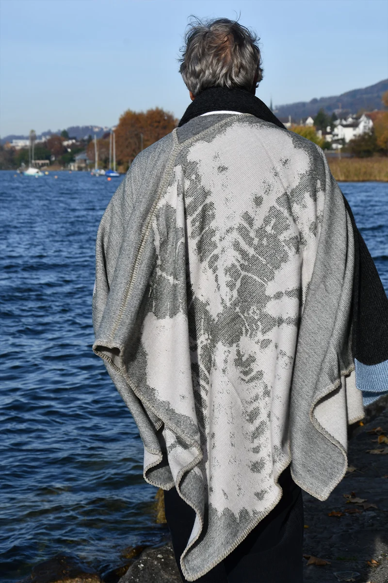 Merino Wool Poncho "Tie Dye" by Charlotte Gentsch