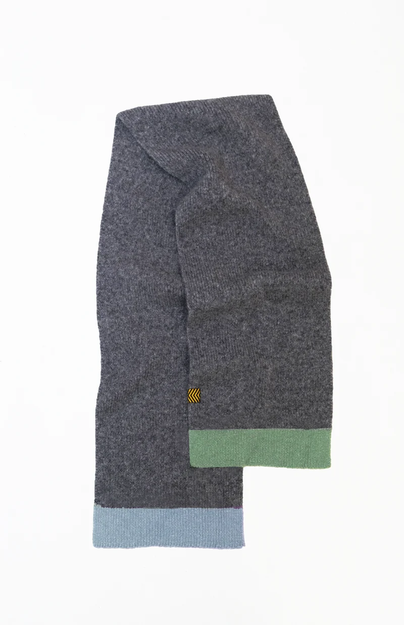 Alpaca Wool Scarf “Trio Colore” - Charcoal Frost