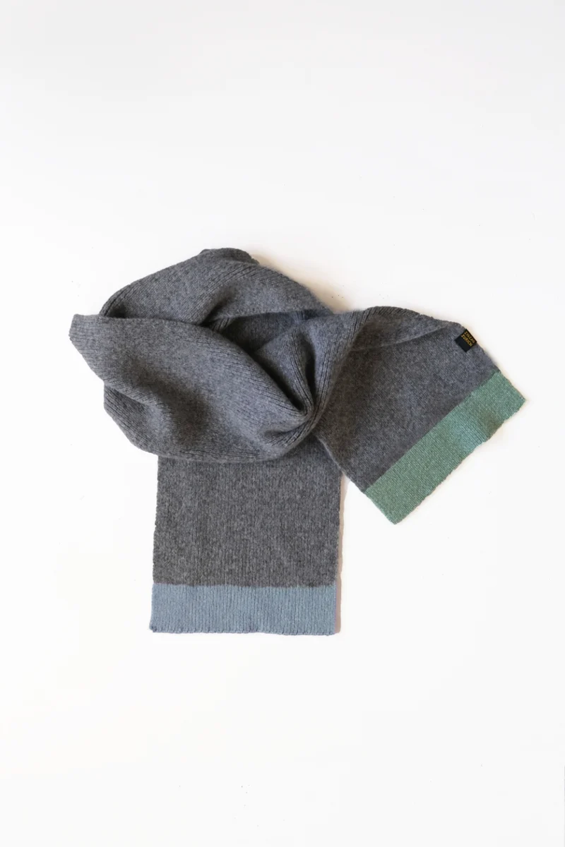 Alpaca Wool Scarf “Trio Colore” - Charcoal Frost