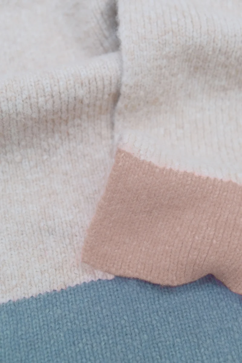 Alpaca Wool Scarf “Trio Colore” - Cream Blush