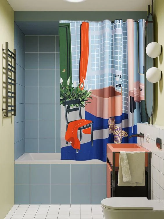 Artist Cotton Shower Curtains "The Bathroom" by Sophie Probst