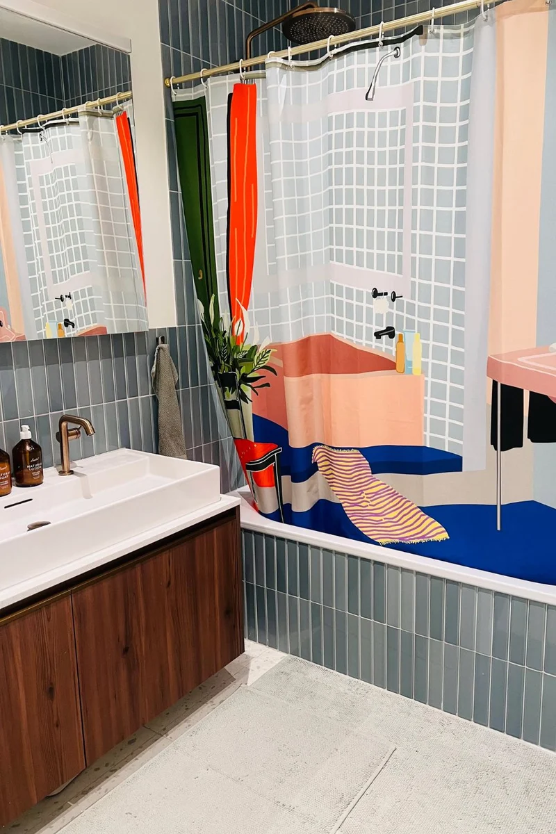Artist Cotton Shower Curtains "The Bathroom" by Sophie Probst