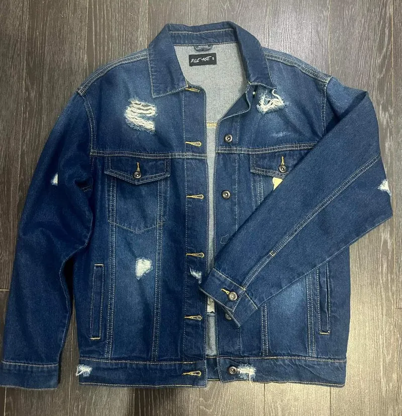 Distressed Denim Jacket (Dark)