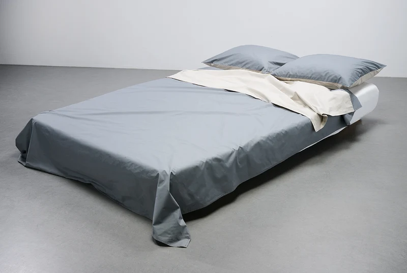 Percale Cotton Summer Cuff Sheet – Petrol / Midgrey