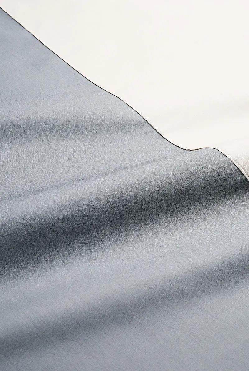 Percale Cotton Summer Cuff Sheet – Petrol / Midgrey