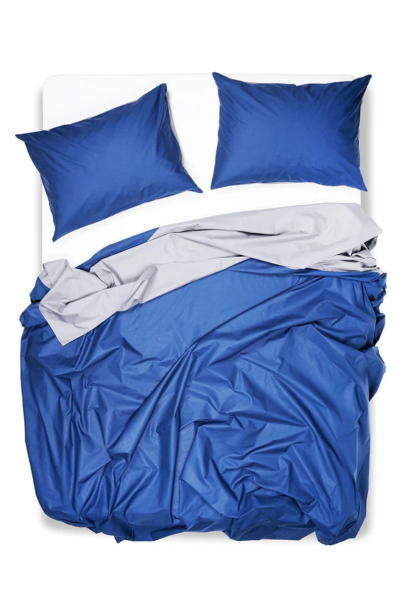 Percale Cotton Summer Cuff Sheet – Marine / Anthracite