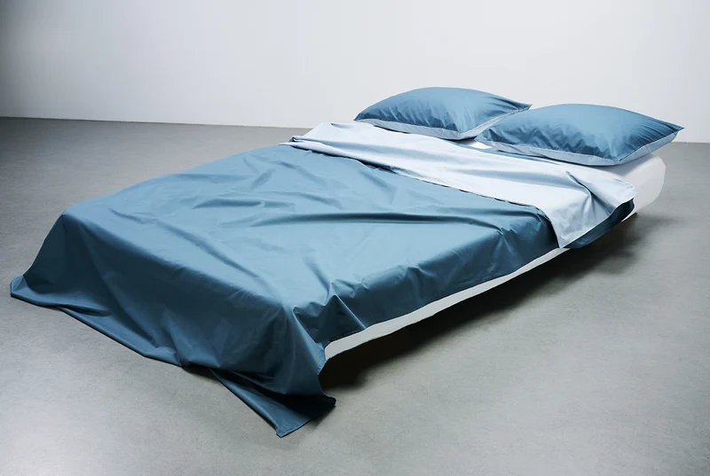 Percale Cotton Summer Cuff Sheet - Nickel / Powder Blue