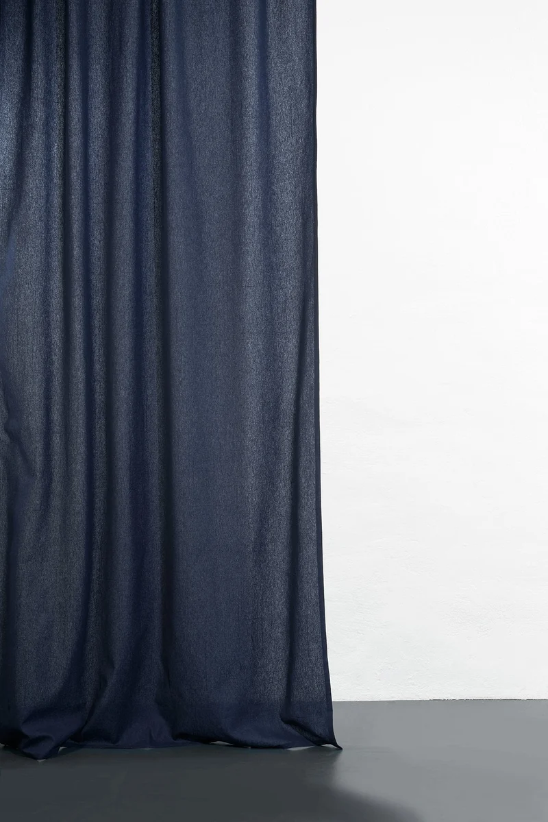 Hemp and Organic Cotton Curtains in Marine Blue Color