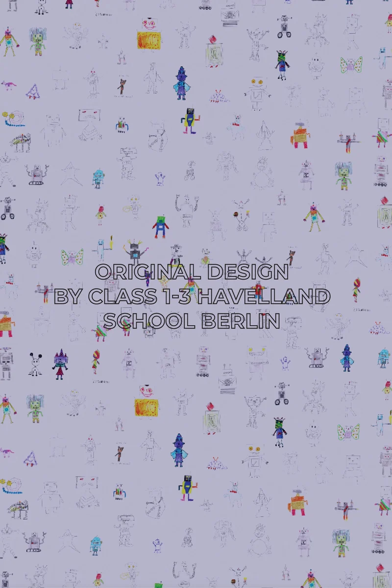 Blackout Curtains "Robot Land" by Kids Artist in Blue Color