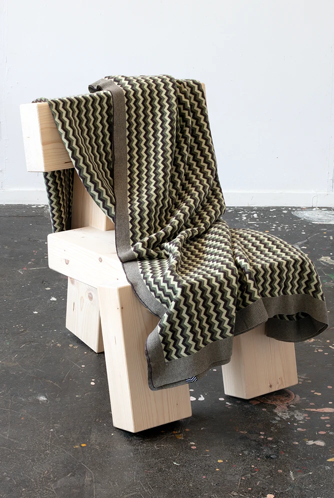 Knit Cotton Blanket "ZigZag Green" by Michele Rondelli