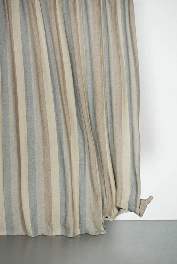 Linen Curtains Riviera Stripe in Grey Color