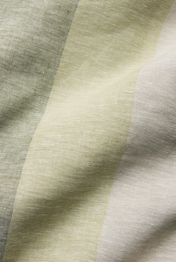 Linen Curtains Riviera Stripe in Green Color