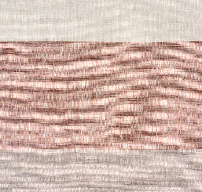 Linen Curtains Riviera Stripe in Burgundy Color