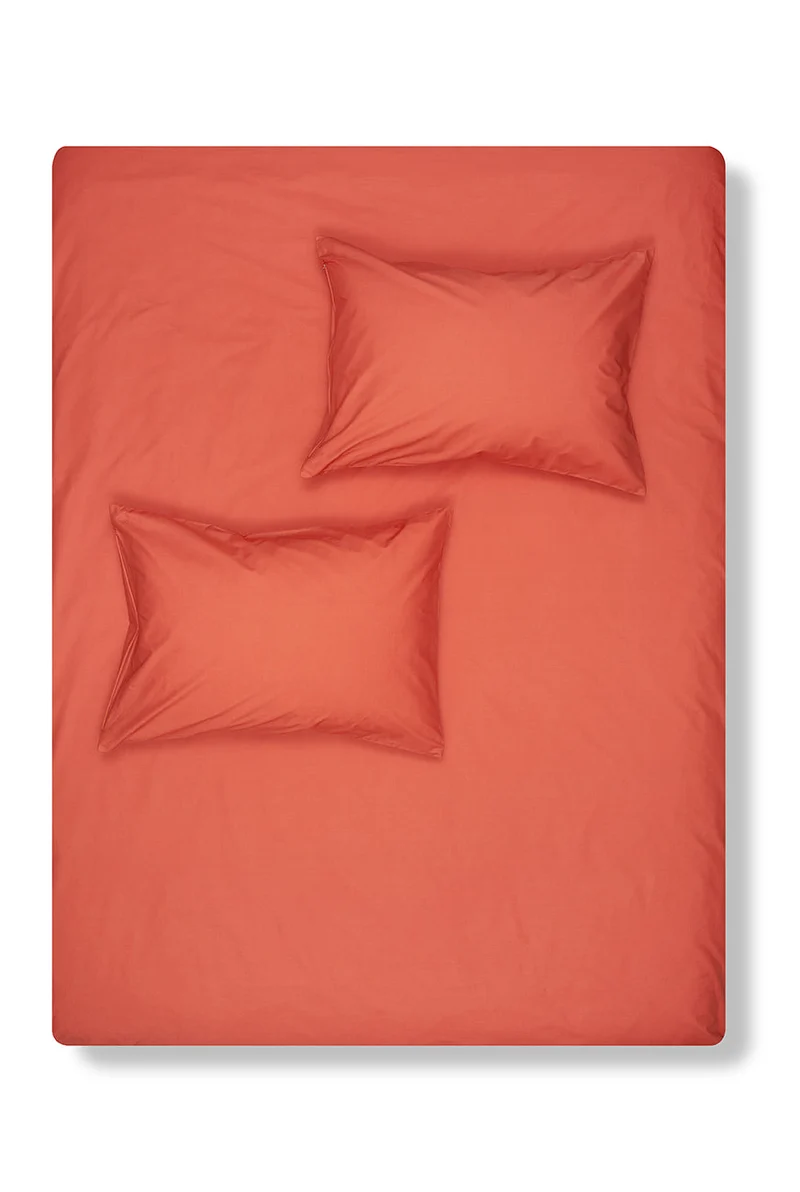 Pima Cotton Percale Bedding in Lobster Red Color