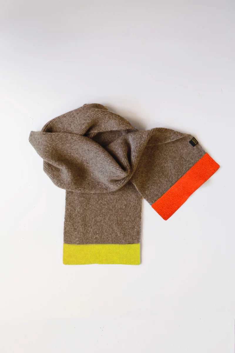 Alpaca Wool Scarf “Trio Colore” - Earth Neon