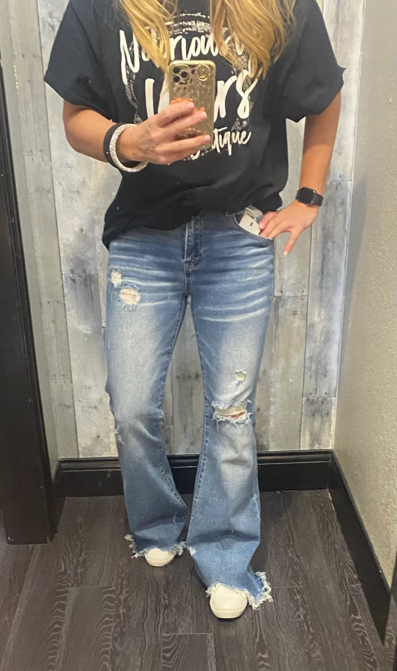 Risen Mid-Rise Flare Jeans