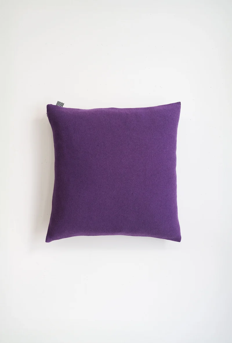 Cushion Cashmere and Merino Wool - Brown/Violet Squares