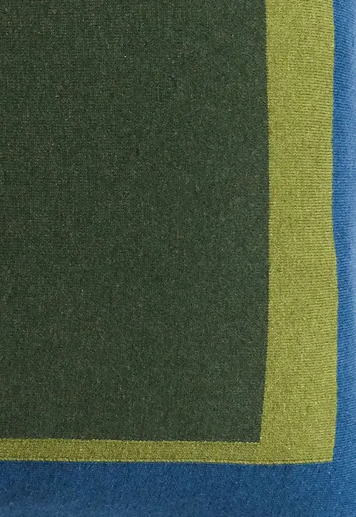 Cushion Cashmere and Merino Wool - Blue / Green Squares