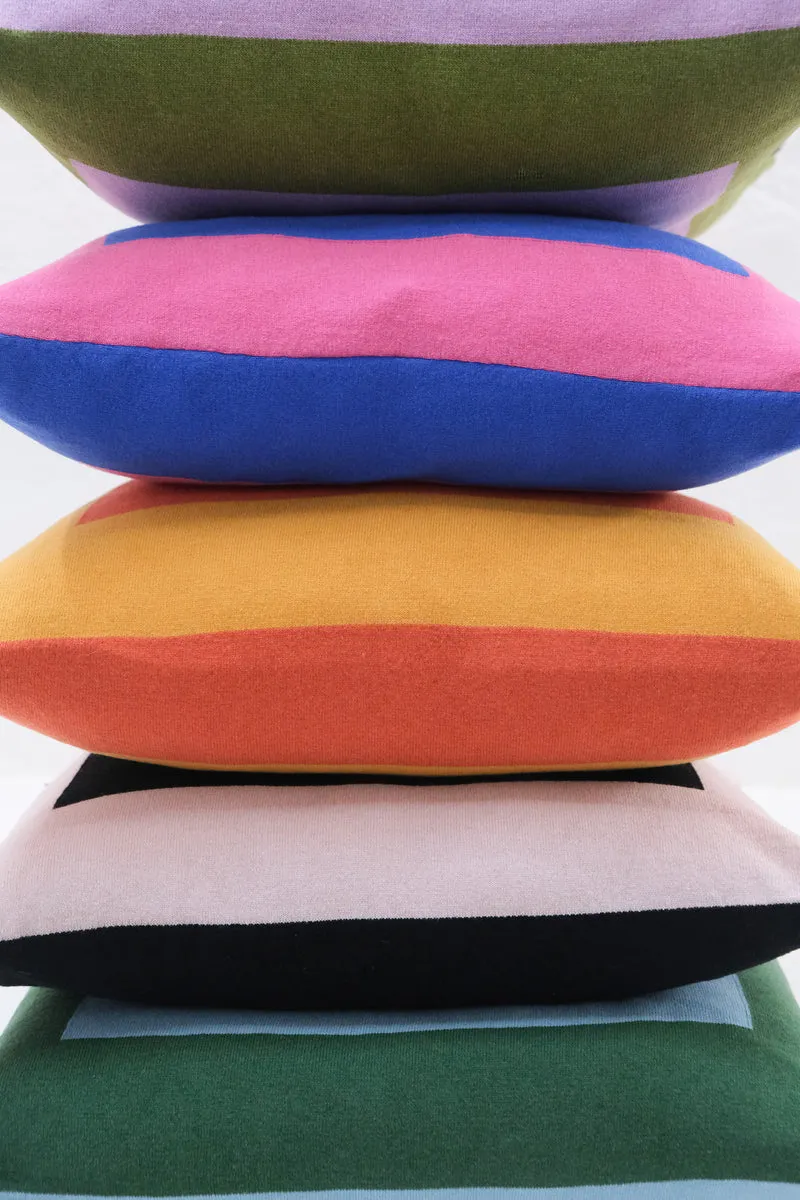 Cushion Cashmere and Merino Wool - Geometric Blue / Pink