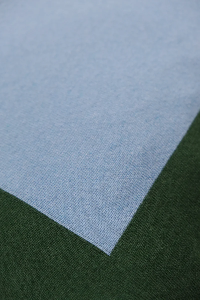Cushion Cashmere and Merino Wool - Geometric Green / Blue