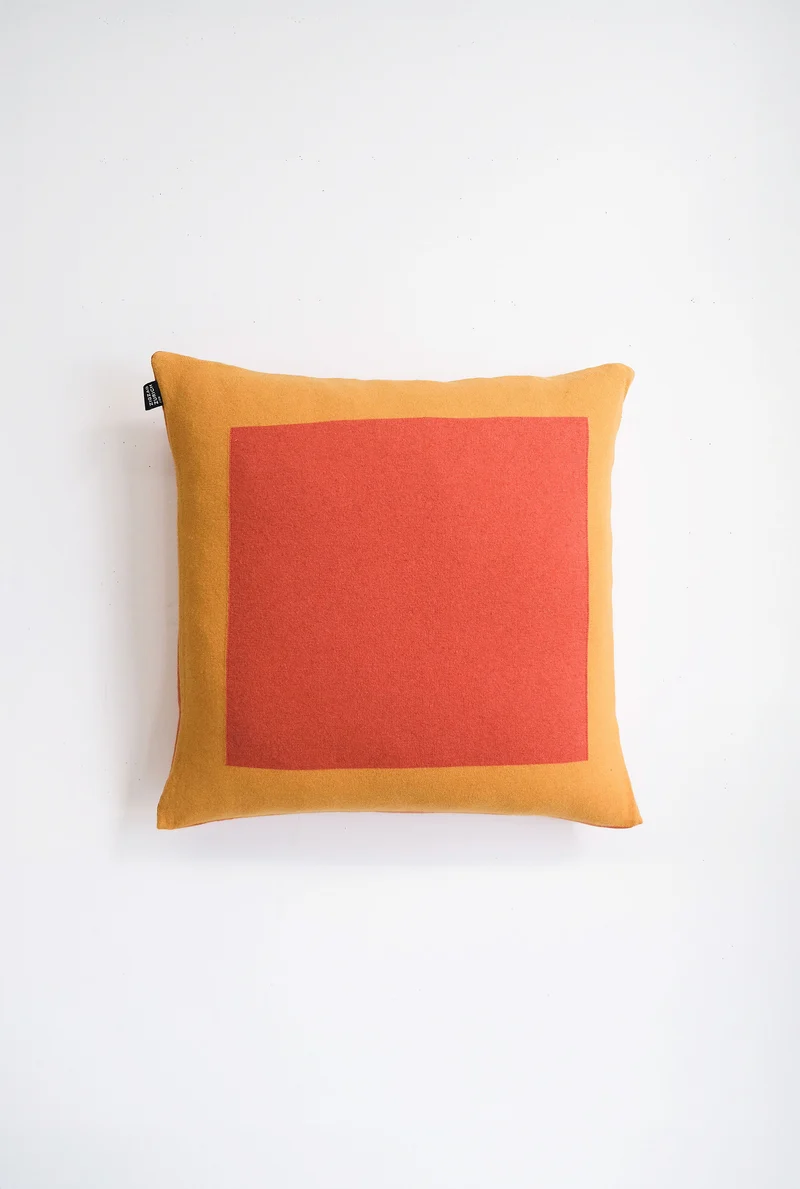 Cushion Cashmere and Merino Wool - Geometric Yellow / Orange