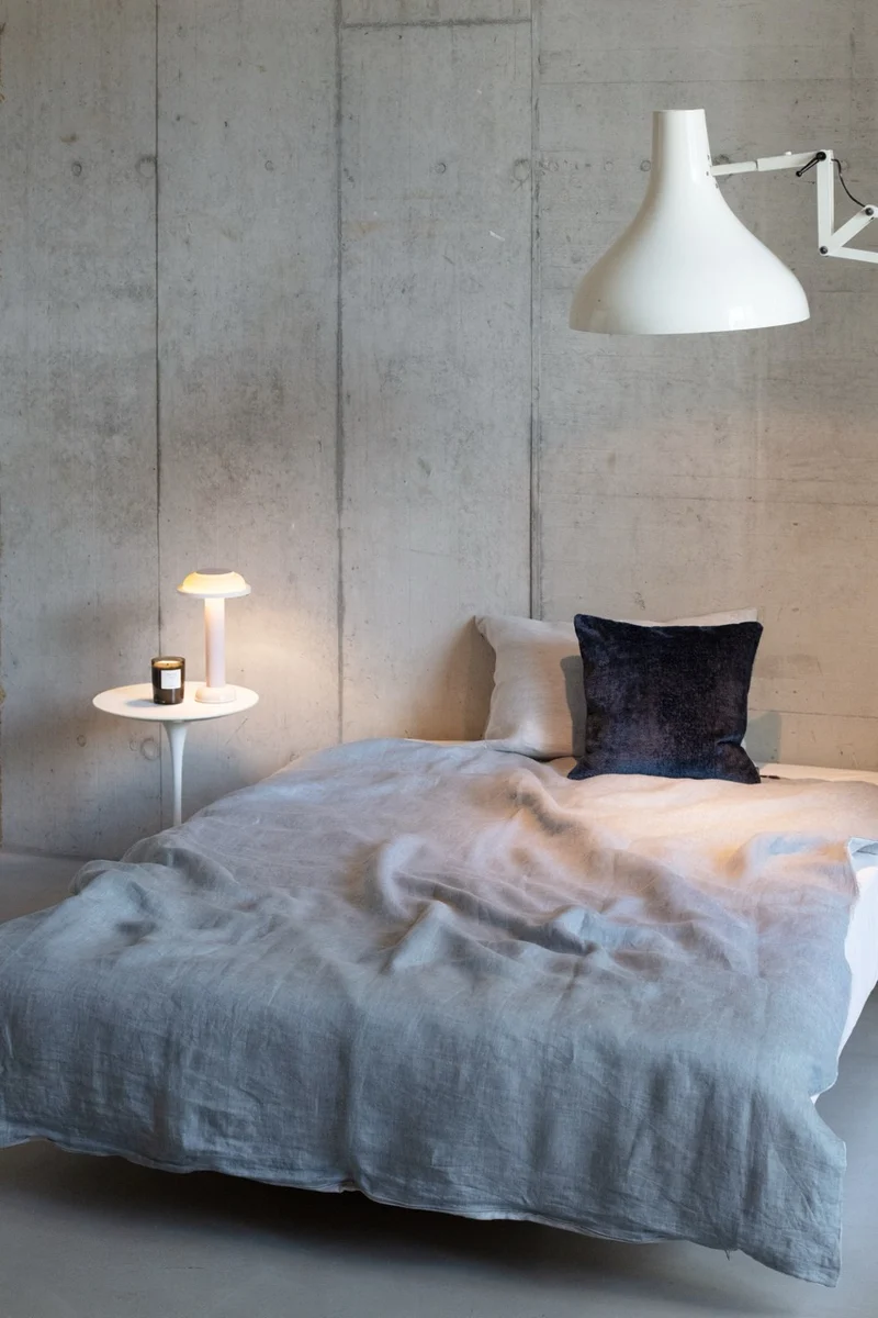 Linen Bedding Two Tone Stonewashed in Quartz Grey Color