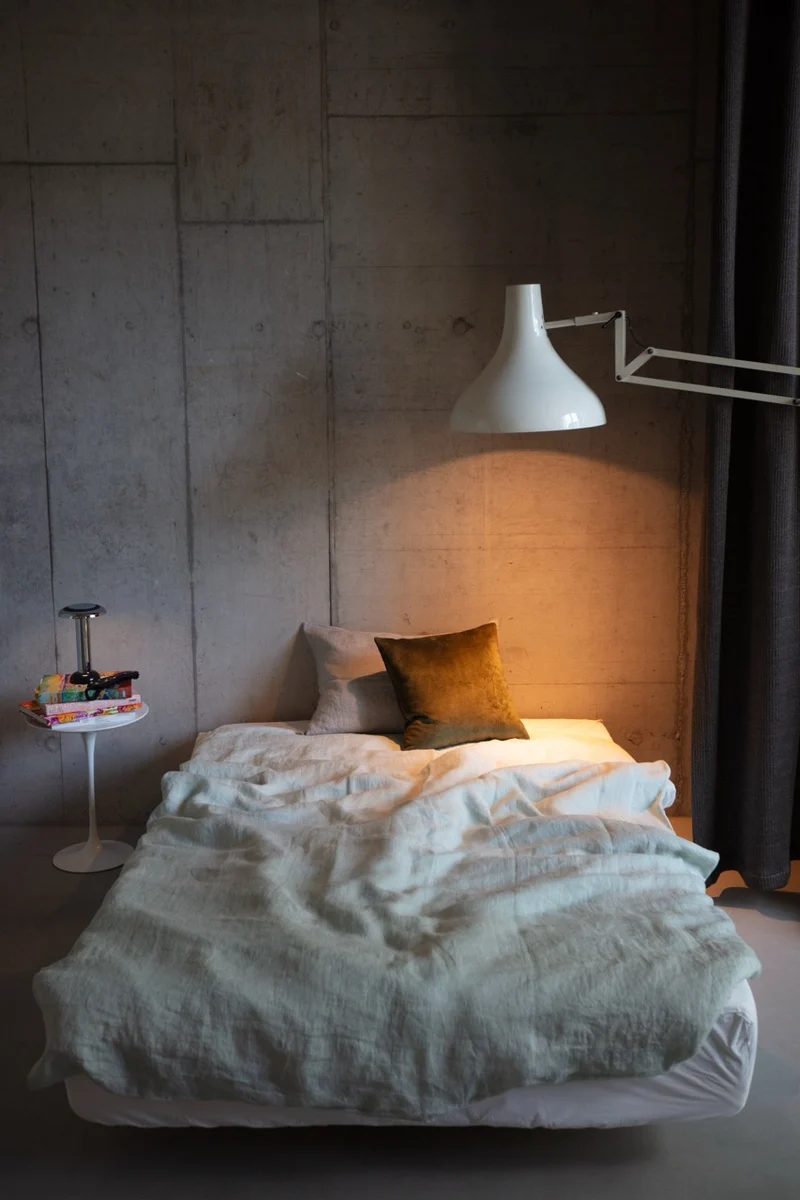 Linen Bedding Two Tone Stonewashed in Mint Color
