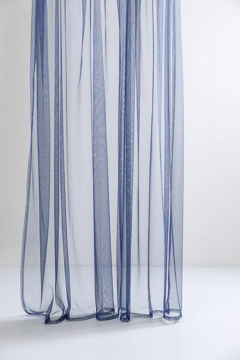 Sheer Tulle Curtains in Blue Color