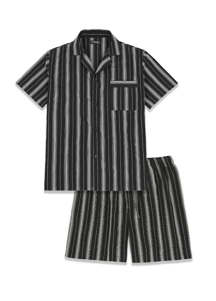 Men's Seersucker Cotton Short Sleeve Pajama Set
