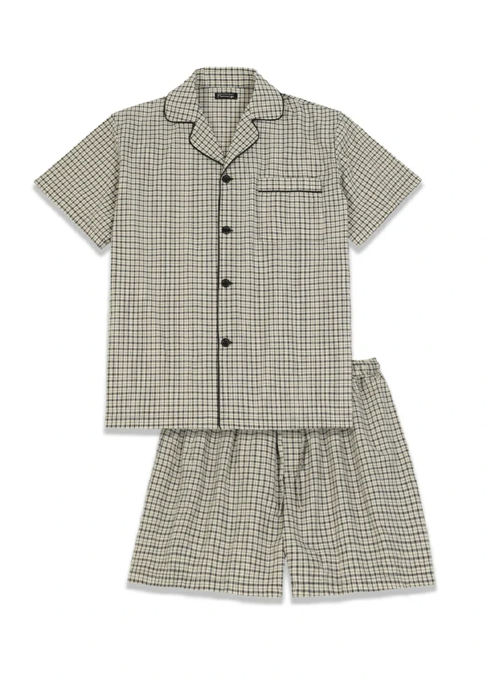 Men's Seersucker Cotton Short Sleeve Pajama Set