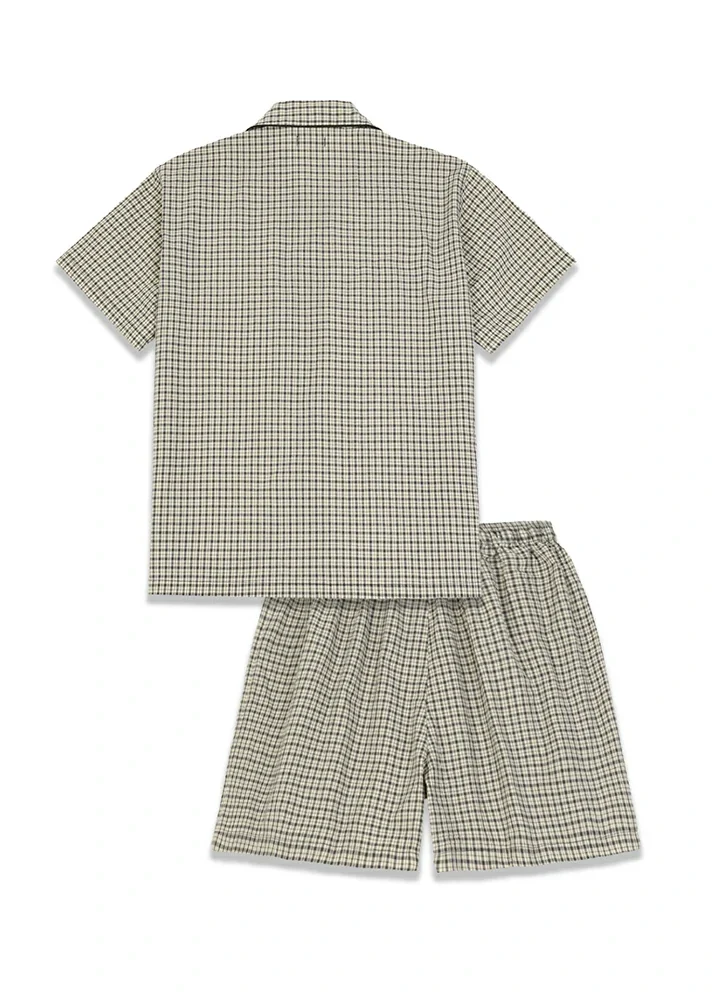 Men's Seersucker Cotton Short Sleeve Pajama Set
