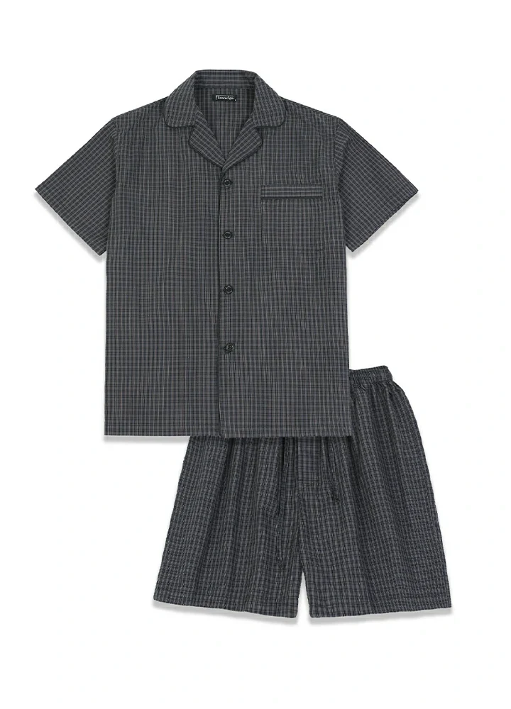 Men's Seersucker Cotton Short Sleeve Pajama Set